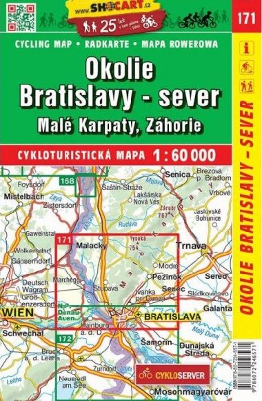 Okolie Bratislavy - sever (Malé Karpaty Záhorie) cyklomapa Shocart číslo 171 - ShoCart