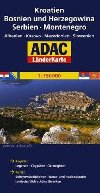 Chorvatsko, Bosna a Hercegovina, Srbsko, ern Hora - mapa ADAC 1:750 000 - ADAC
