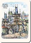 Magnet Praha Mostecké věže akvarel - Karel Stolař