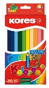 Kores Jumbo trojhrann pastelky 5 mm s oezvtkem 12 barev - Kores
