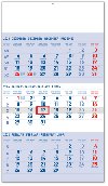 3-mesačný Nástenný kalendár 2024 - modrý so slovenskými menami - 