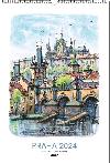 Praha akvarel - Nástěnný kalendář 2024 - Karel Stolař