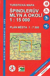 Špindlerův Mlýn a okolí - mapa 1:15 000, plán města 1:7500 - Rosy