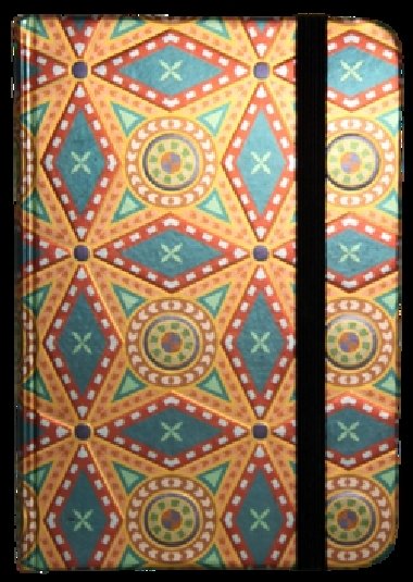 Zápisník s gumičkou 95x140 mm zlatooranžový ornament - Eden