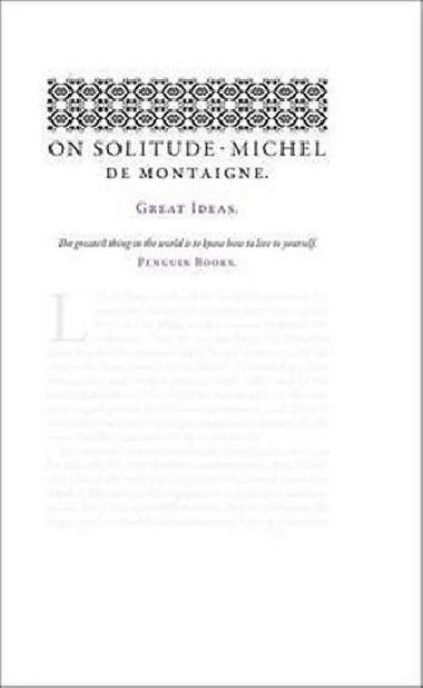 On Solitude - de Montaigne Michel