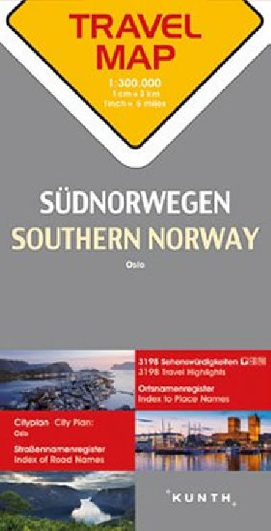 Norsko jih  1:300T  TravelMap KUNTH - neuveden