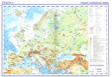 Evropa obecn zempisn a obrysov mapa - 