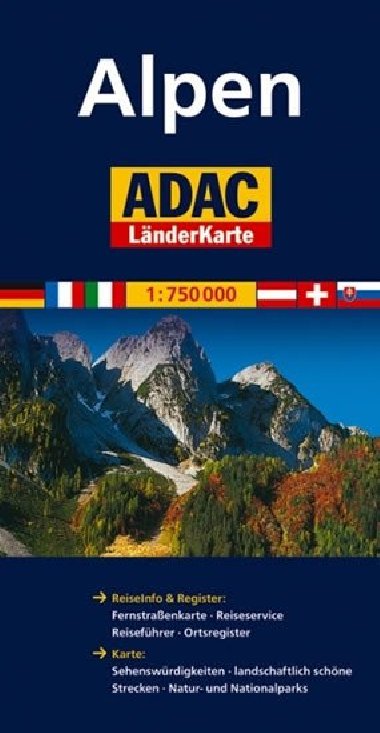 Alpy - Alpen - automapa 1:750 000 ADAC - Adac