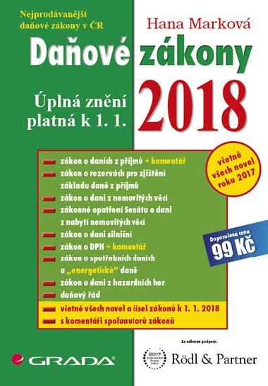 Daňové zákony 2018 - Úplná znění k 1. 1. 2018 - Hana Marková