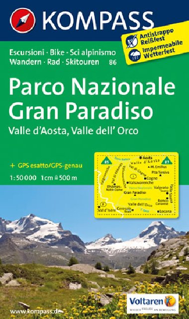 Parco Nazionale Gran Paradiso mapa Kompass 1:50 000 číslo 86 - Kompass