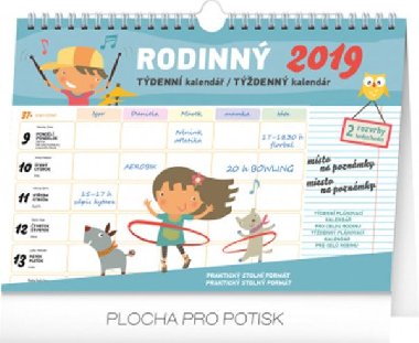 Kalendář 2019 - Týdenní rodinný plánovací s háčkem, 30 x 21 cm - Presco