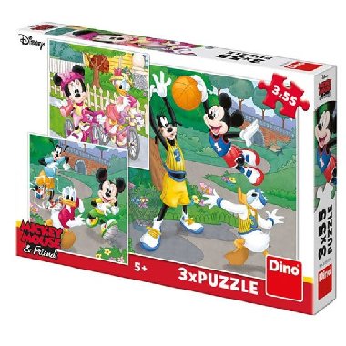 Mickey a Minnie sportovci: puzzle 3x55 dlk - neuveden