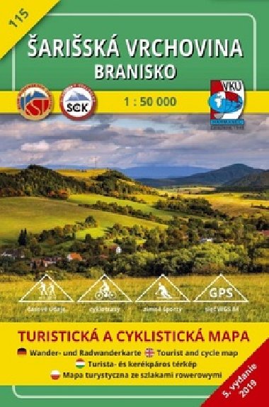 Šarišská vrchovina Branisko 1:50 000 - mapa VKÚ číslo 115 - VKÚ Harmanec