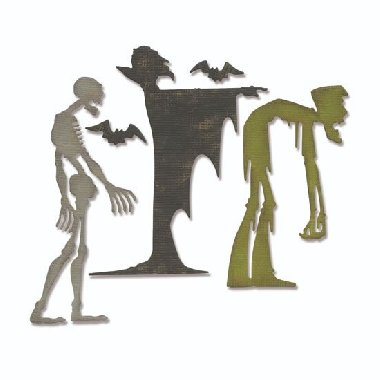 SIZZIX Thinlits vyezvac  kovov ablony - zombie, smrtka, drakula 4 ks - neuveden