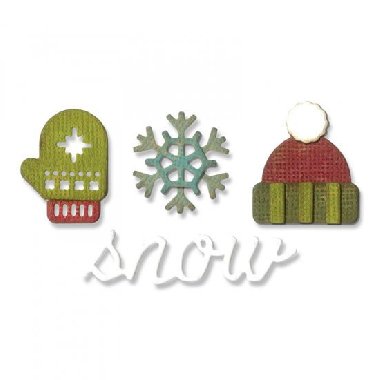 SIZZIX Thinlits vyezvac  kovov ablony 4 ks + embosovaci kapsa - zima - neuveden