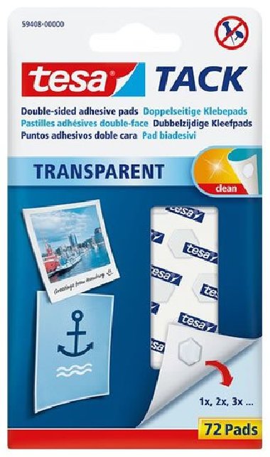 TACK oboustrann lepic poltky 72 ks - transparentn - neuveden