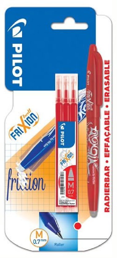 PILOT FriXion Ball + npl BL 1ks + 3ks npln, erven - neuveden