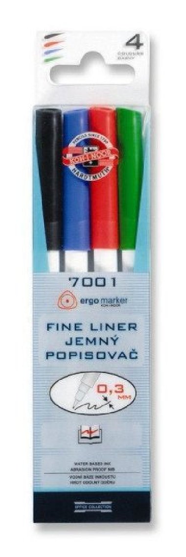 Koh-i-noor fine liner/jemn popisova 7001 0,3mm/ 4ks - neuveden