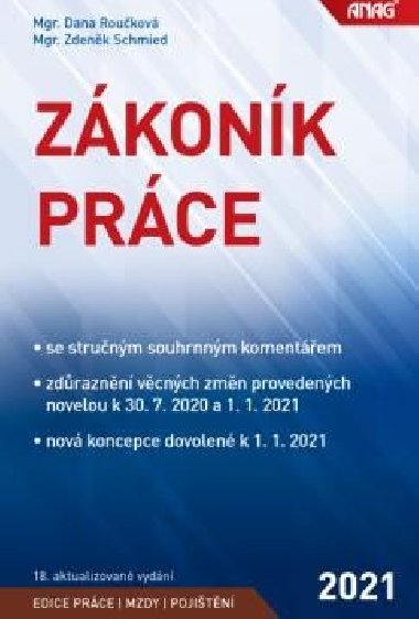Zákoník práce 2021 (sešitové vydání) - Dana Roučková; Zdeněk Schmied