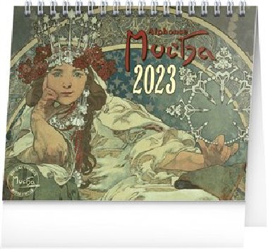 Kalendář 2023 stolní: Alfons Mucha, 16,5 × 13 cm - Presco Group