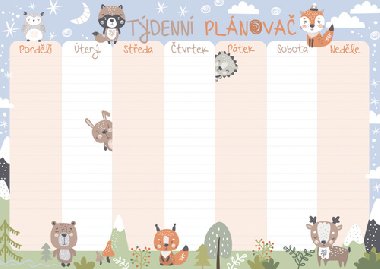 Týdenní plánovač Zvířátka - Baloušek