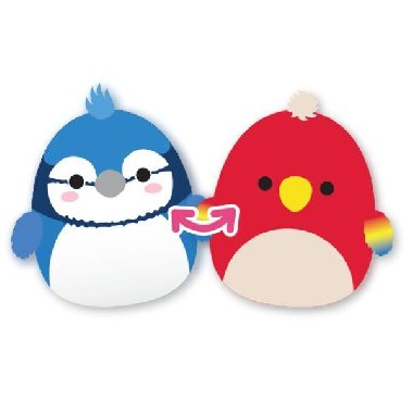 Squishmallows 2v1 - Sojka Bobs a papouek Paco 13 cm - neuveden