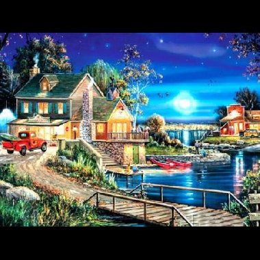 Grafix Diamantov obrzek  30 x 40 cm - Dm u jezera - neuveden