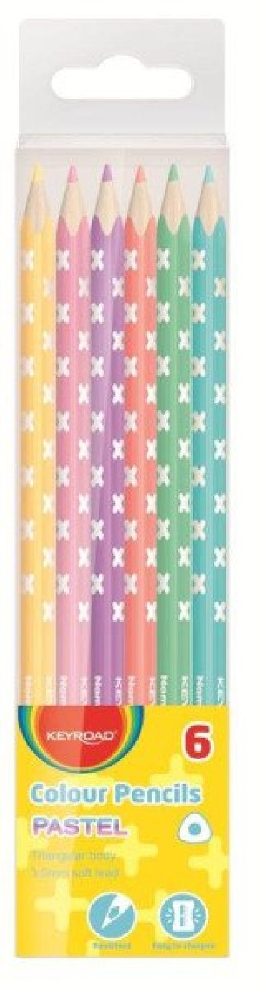 Keyroad Pastelky Pastel trojhranné 6 ks - Keyroad