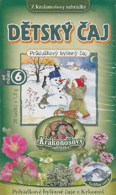 Dětský čaj - Průduškový bylinný čaj Z Krakonošovy zahrádky - Huspekdesign Dětský čaj - Průduškový bylinný čaj Z Krakonošovy zahrádky - Huspekdesign