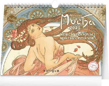 Alfons Mucha 2025 - stoln kalend (30  21 cm) - Presco Group