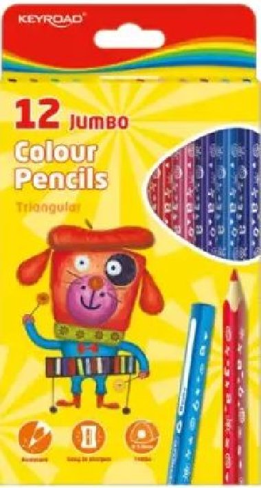 Keyroad Pastelky Jumbo trojhranné 12 ks - Keyroad