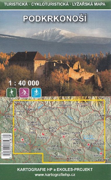 Podkrkonoší mapa 1:40 000 - turistická, cykloturistická, lyžařská - Kartografie HP