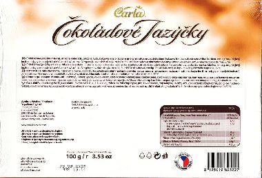 Čokoládové jazýčky s mléčnou čokoládou - Carla Čokoládové jazýčky s mléčnou čokoládou - Carla