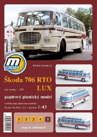 Autobus koda 706 RTO LUX - Paprov plastick model - Antonick Michal