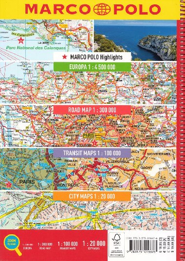 Francie  Autoatlas - spirála 1:300 000 + Evropa 1:4 500 000 - Marco Polo