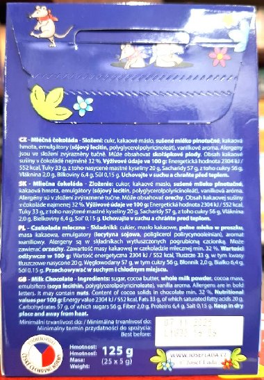 Mikeš mléčné čokoládky 25×5 gramů (125 g) - Carla Mikeš mléčné čokoládky 25×5 gramů (125 g) - Carla