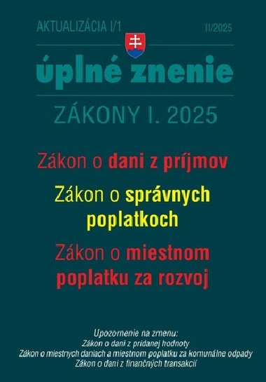 Aktualizcia I/1 2025 - daov a tovn zkony - 
