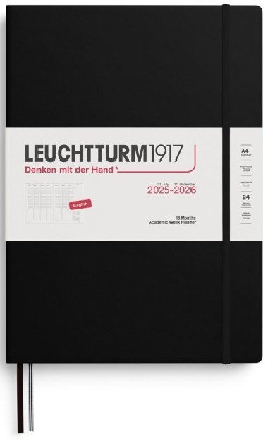 Academic Week Planner 2026 Master (A4+) 18 Months Black - neuveden