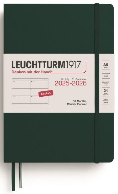 Weekly Planner 2026 Medium (A5) 18 Months Forest Green - neuveden