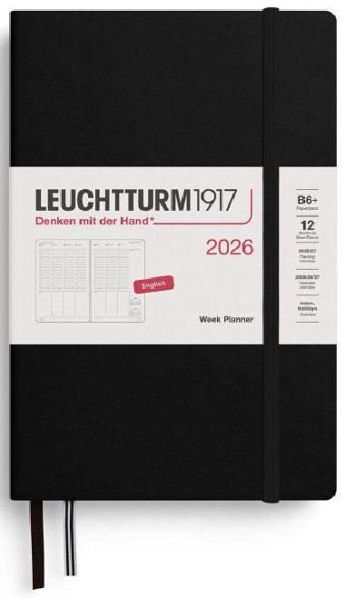 Week Planner 2026 Paperback (B6+) Black - neuveden