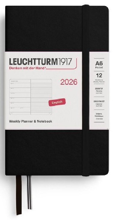 Weekly Planner & Notebook 2026 Pocket (A6) Black - neuveden