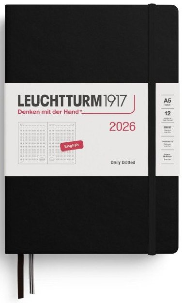 Daily Planner 2026 Medium (A5) Black - tekovan - neuveden