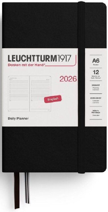 Daily Planner 2026 Pocket (A6) Black - neuveden