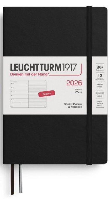 Weekly Planner & Notebook 2026 Paperback (B6+) Black - neuveden