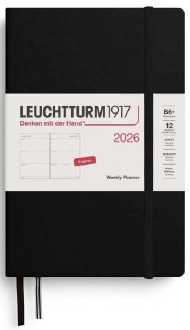 Weekly Planner 2026 Paperback (B6+) Black - neuveden