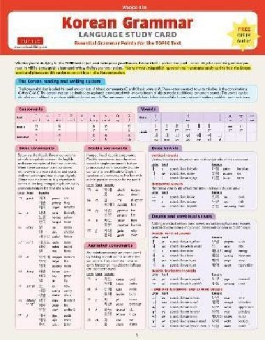 Korean Grammar Language Study Card - Kim Woojoo