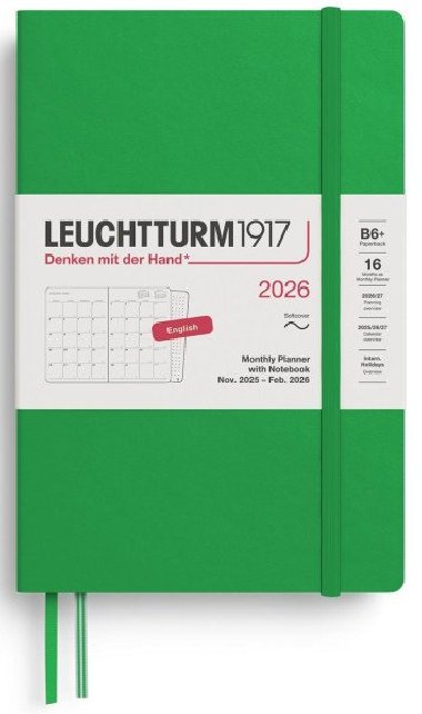 Monthly Planner & Notebook 2026 Paperback (B6+) 16 Months Spring Leaf - neuveden