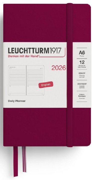 Daily Planner 2026 Pocket (A6) Port Red - neuveden