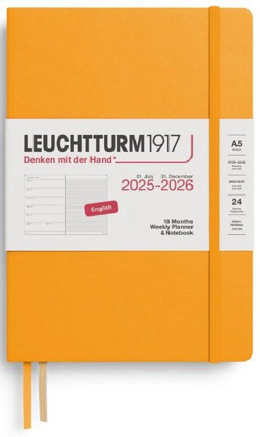 Weekly Planner & Notebook 2026 Medium (A5) 18 Months Rising Sun - neuveden