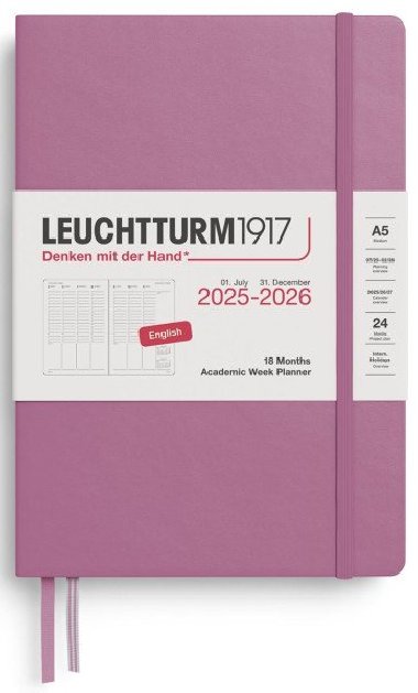 Academic Week Planner 2026 Medium (A5) 18 Months Dusty Rose - neuveden